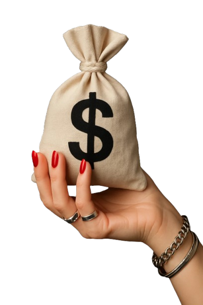 holding a bag of money